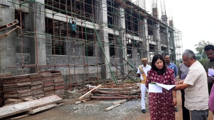 Perambalur-Collector-Grace-Pachuau-checking-the-progress-of-construction-of-the-milk-powder-plant-in-Padalur-in-Perambalur-district