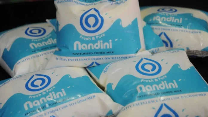 a one-litre blue packet of Nandini milk costs Rs 44.