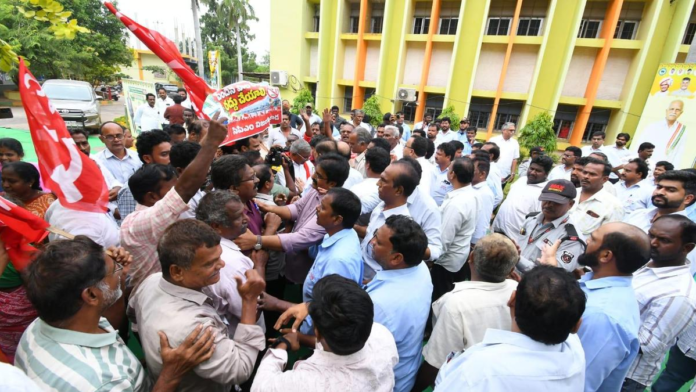 CPI(M) Protests ₹2/Litre Vijaya Dairy Milk Price Hike in Vijayawada