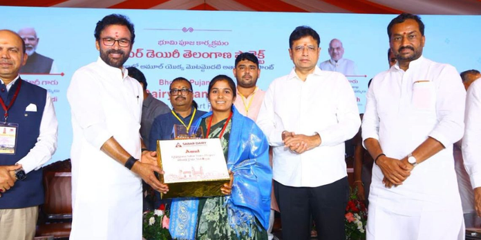 Five Women Dairy Farmers Felicitated at Sabar Dairy Telangana Project Ceremony