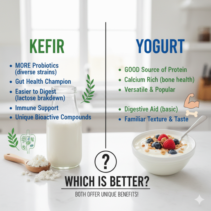 kefir and yoghurt