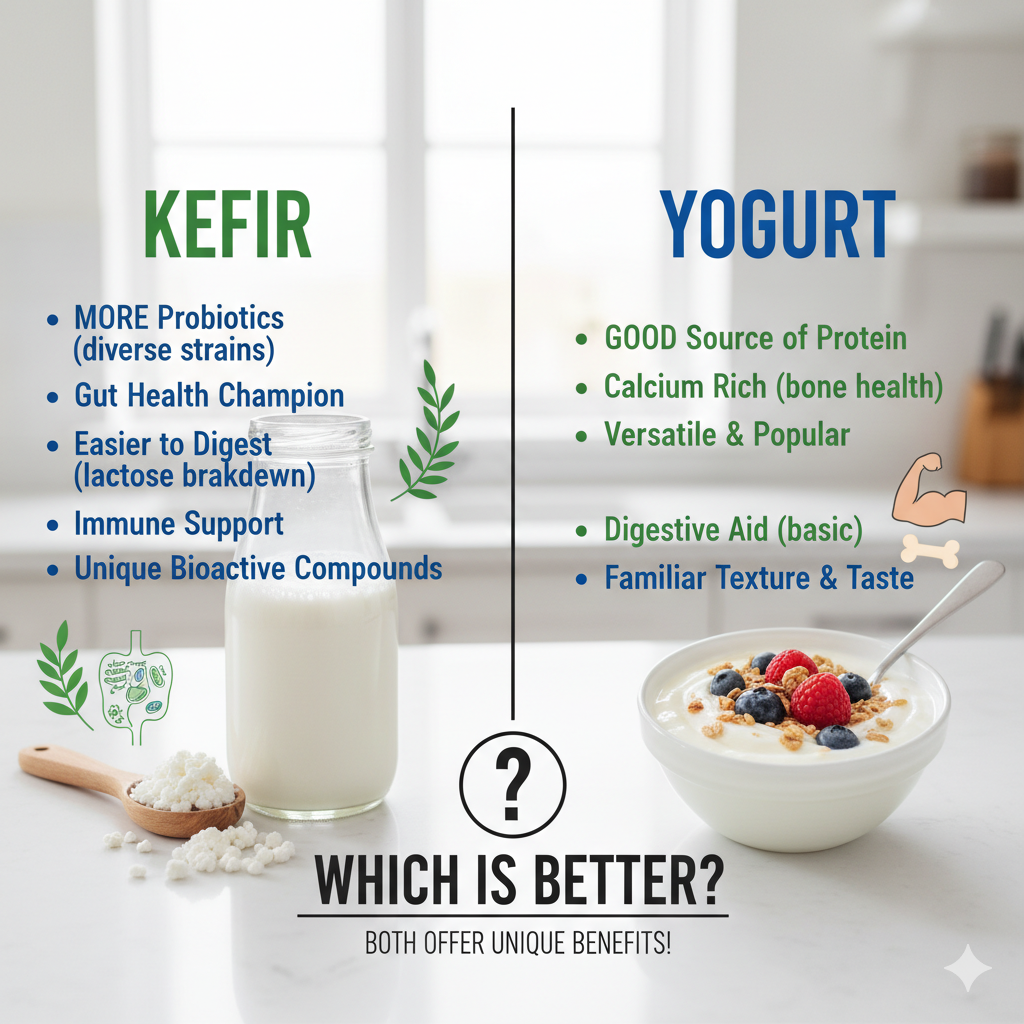 kefir and yoghurt